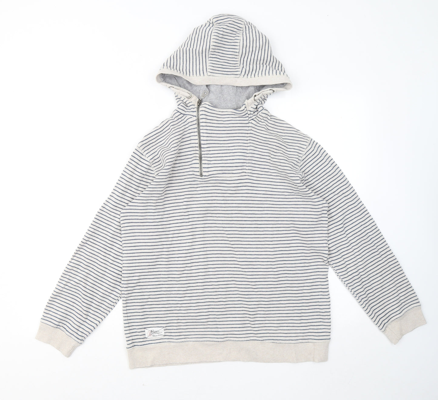 J Jeans Girls White Striped Cotton Pullover Hoodie Size 13-14 Years