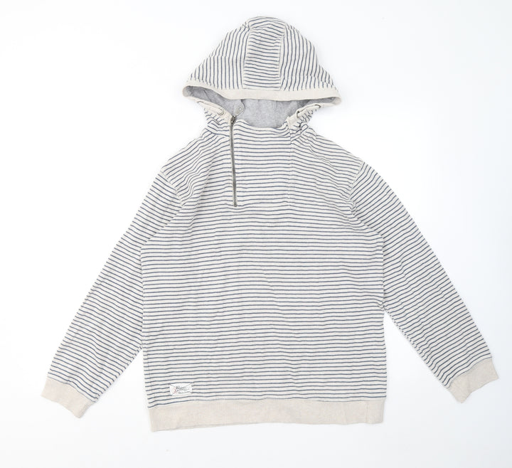 J Jeans Girls White Striped Cotton Pullover Hoodie Size 13-14 Years