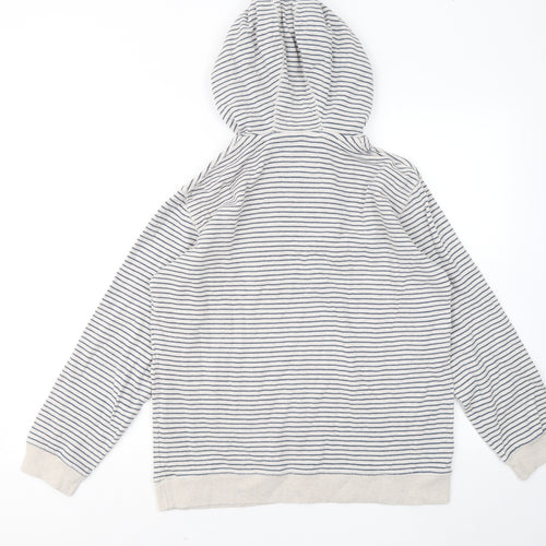 J Jeans Girls White Striped Cotton Pullover Hoodie Size 13-14 Years
