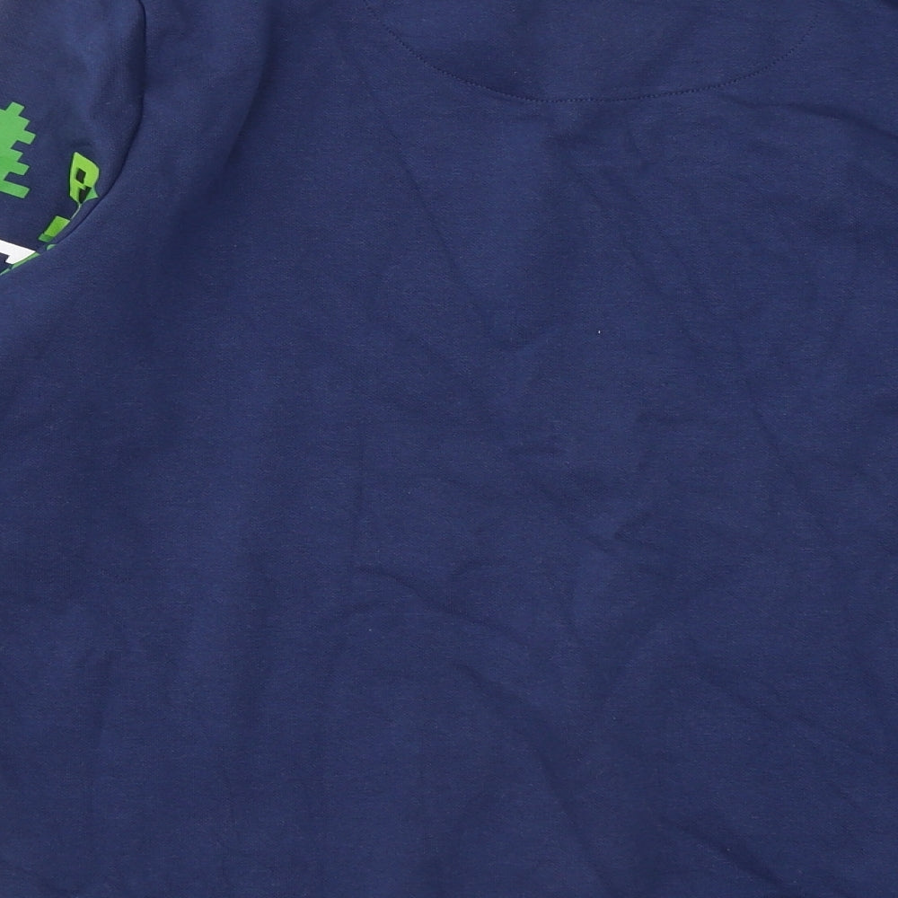 F&F Boys Blue Cotton Pullover Sweatshirt Size 12-13 Years - Minecraft Christmas