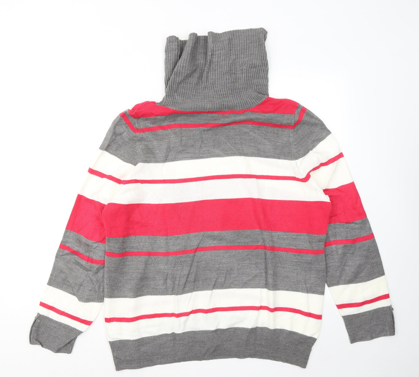 BHS Womens Multicoloured Roll Neck Striped Acrylic Pullover Jumper Size 18