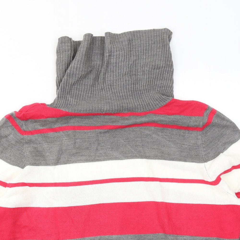 BHS Womens Multicoloured Roll Neck Striped Acrylic Pullover Jumper Size 18