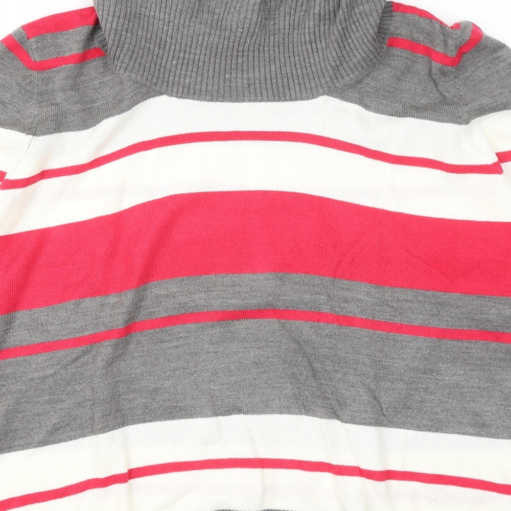 BHS Womens Multicoloured Roll Neck Striped Acrylic Pullover Jumper Size 18