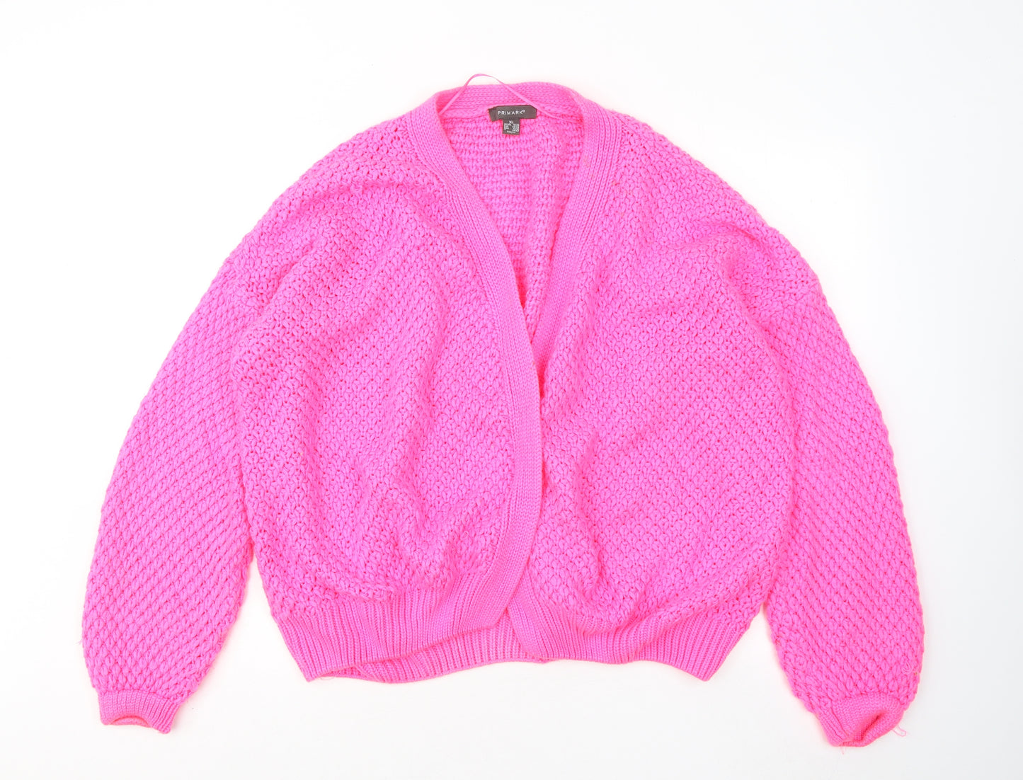 Primark Womens Pink V-Neck Acrylic Cardigan Jumper Size 18