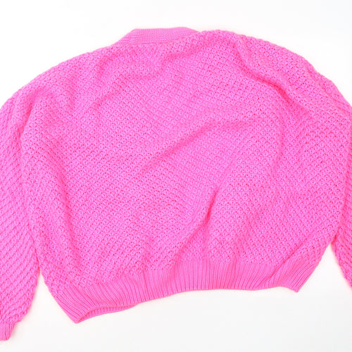 Primark Womens Pink V-Neck Acrylic Cardigan Jumper Size 18
