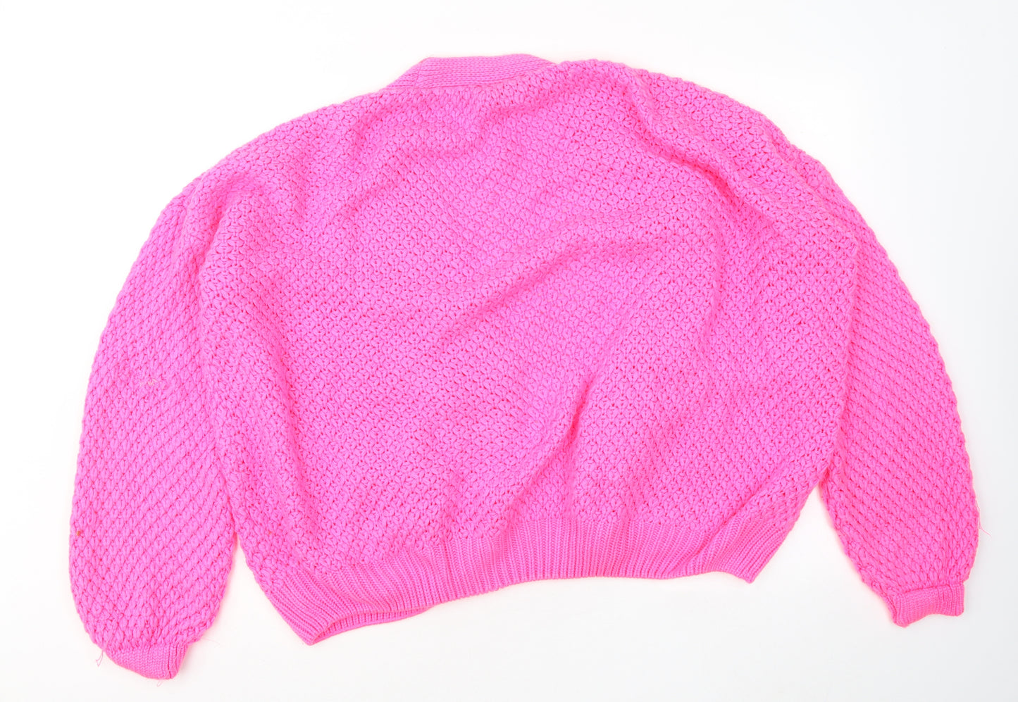 Primark Womens Pink V-Neck Acrylic Cardigan Jumper Size 18