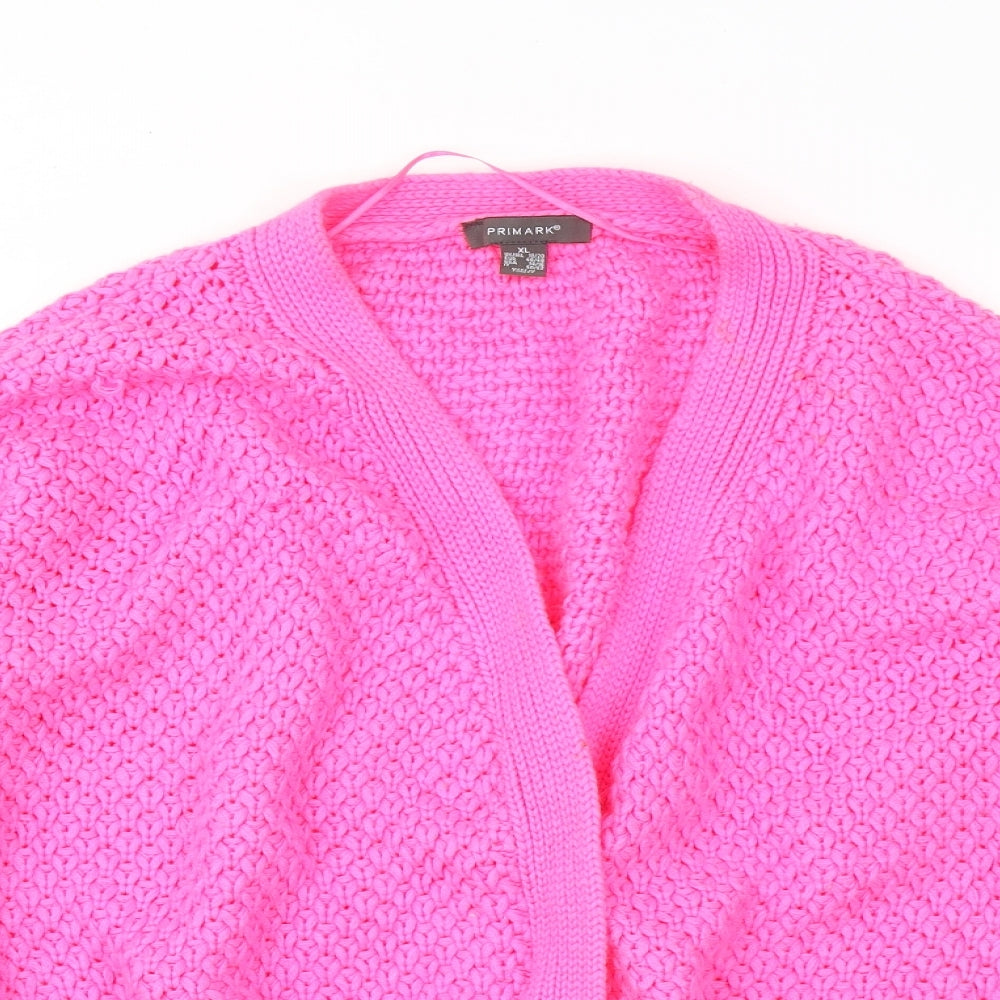 Primark Womens Pink V-Neck Acrylic Cardigan Jumper Size 18