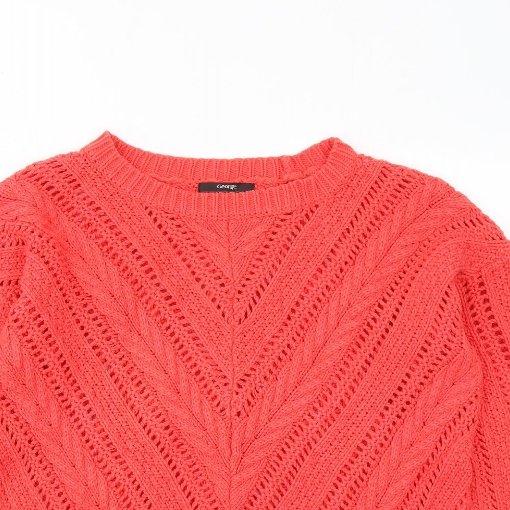 George Womens Red Round Neck Cotton Pullover Jumper Size 18