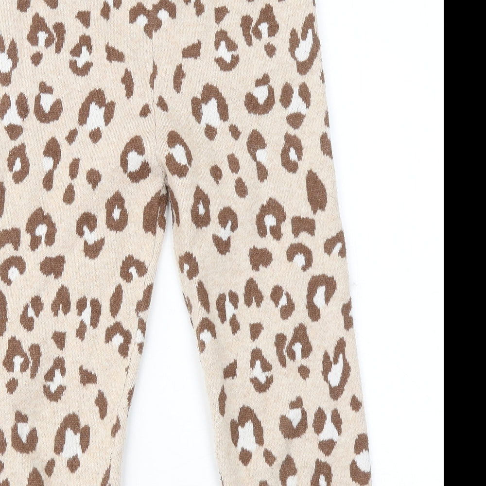Primark Girls Brown Animal Print Polyester Jogger Trousers Size 7-8 Years Regular