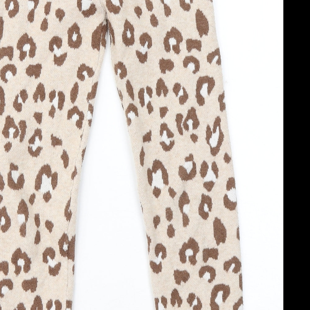 Primark Girls Brown Animal Print Polyester Jogger Trousers Size 7-8 Years Regular