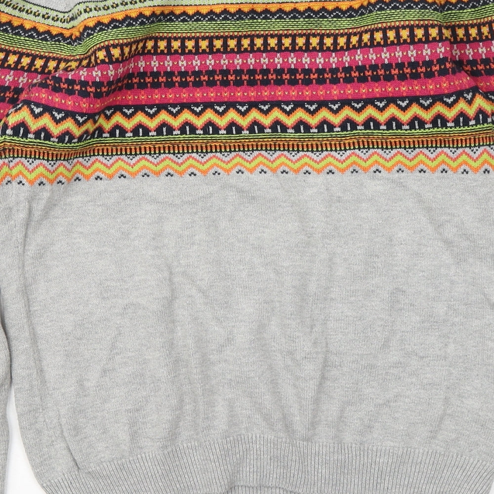 NEXT Womens Multicoloured Round Neck Geometric Cotton Pullover Jumper Size 10