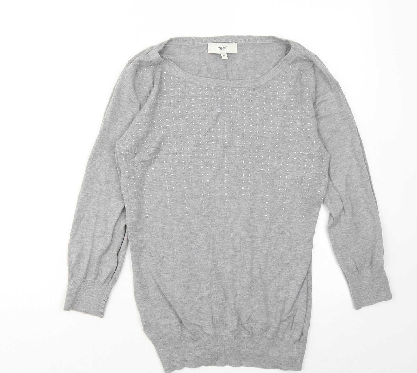 NEXT Womens Grey Round Neck Cotton Pullover Jumper Size 10