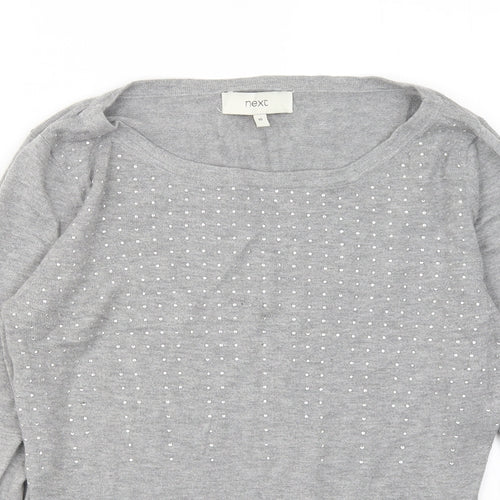 NEXT Womens Grey Round Neck Cotton Pullover Jumper Size 10
