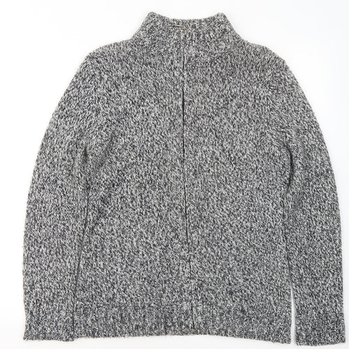 Casual Club Womens Grey Mock Neck Acrylic Full Zip Jumper Size 14