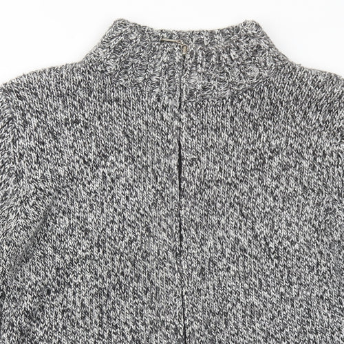 Casual Club Womens Grey Mock Neck Acrylic Full Zip Jumper Size 14
