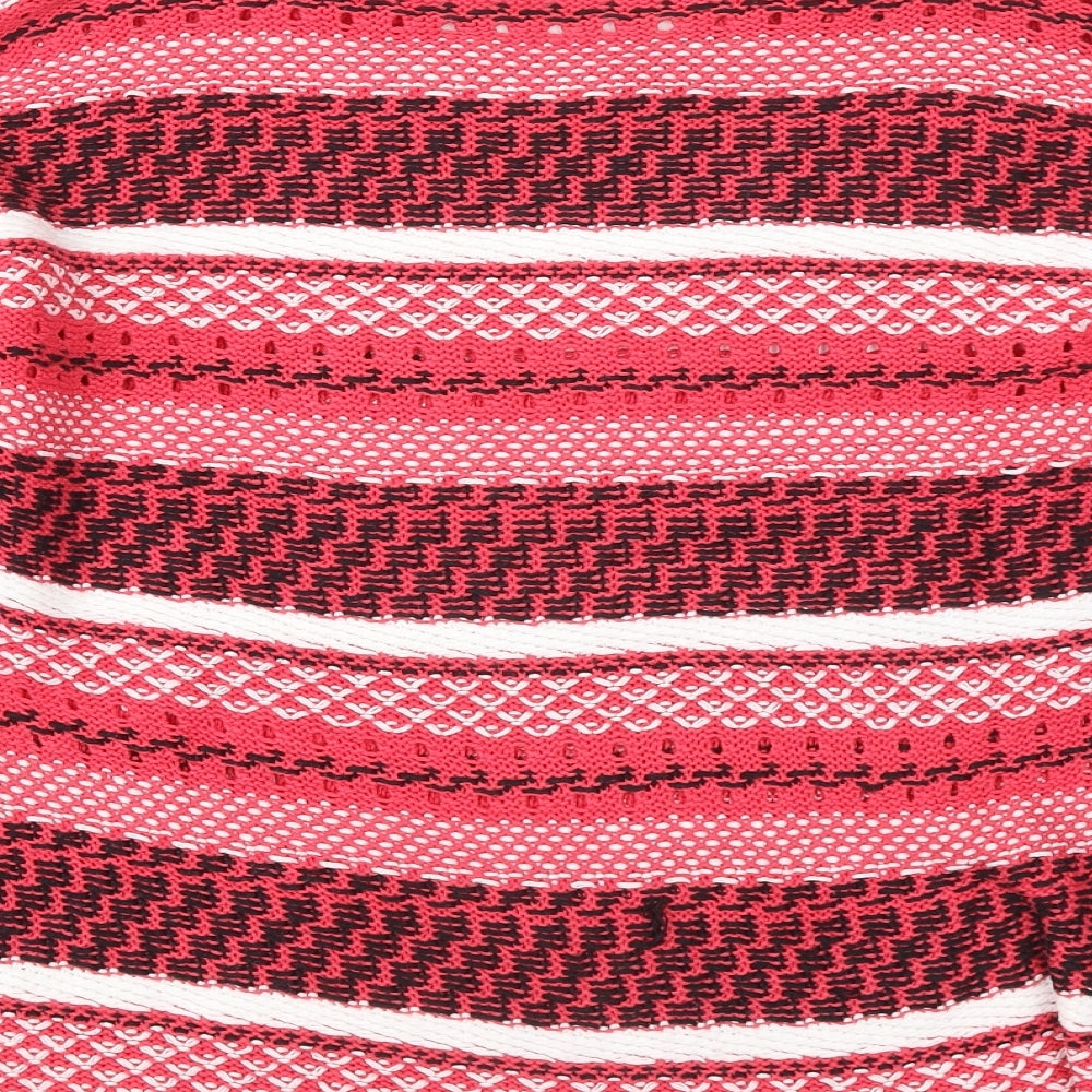 TU Womens Red Round Neck Striped Cotton Pullover Jumper Size 18