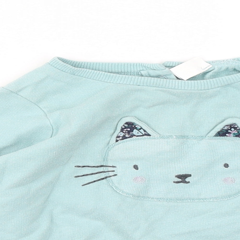 NEXT Girls Blue Cotton Pullover Jumper Size 12-18 Months - Kitten