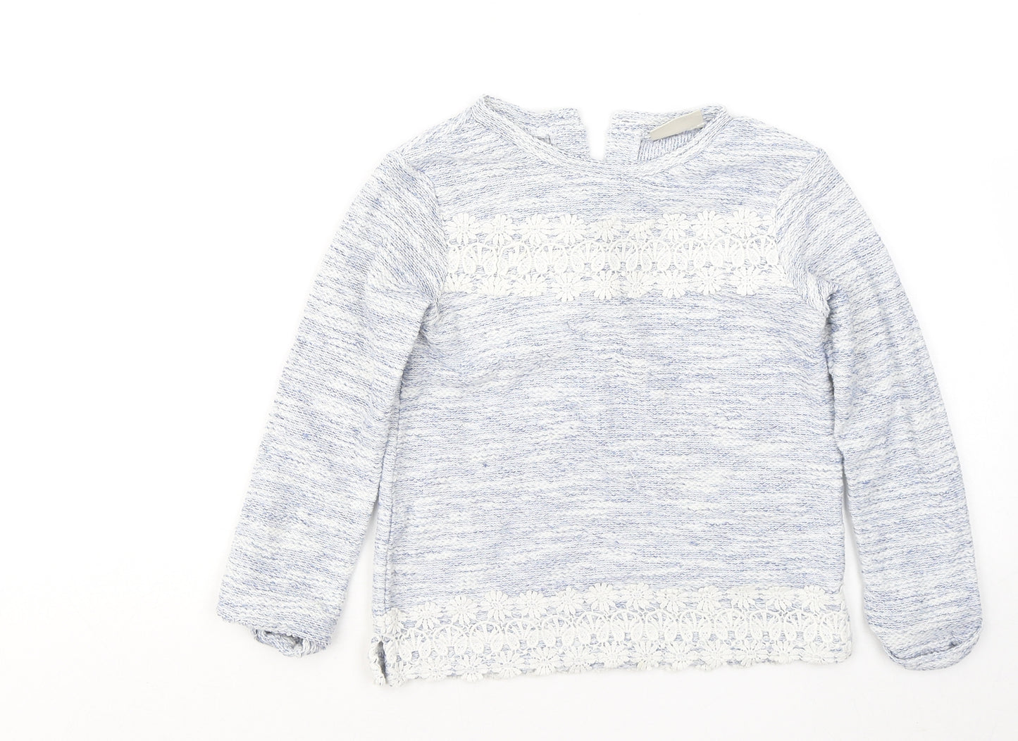 NEXT Girls Blue Round Neck Geometric Polyester Pullover Jumper Size 4-5 Years - Flowers