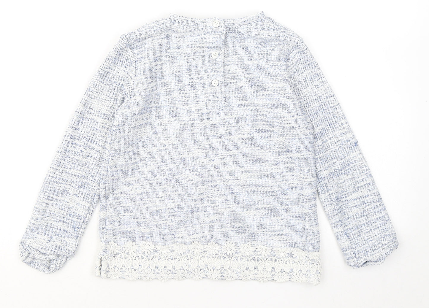 NEXT Girls Blue Round Neck Geometric Polyester Pullover Jumper Size 4-5 Years - Flowers