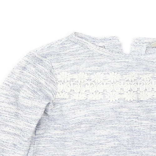 NEXT Girls Blue Round Neck Geometric Polyester Pullover Jumper Size 4-5 Years - Flowers