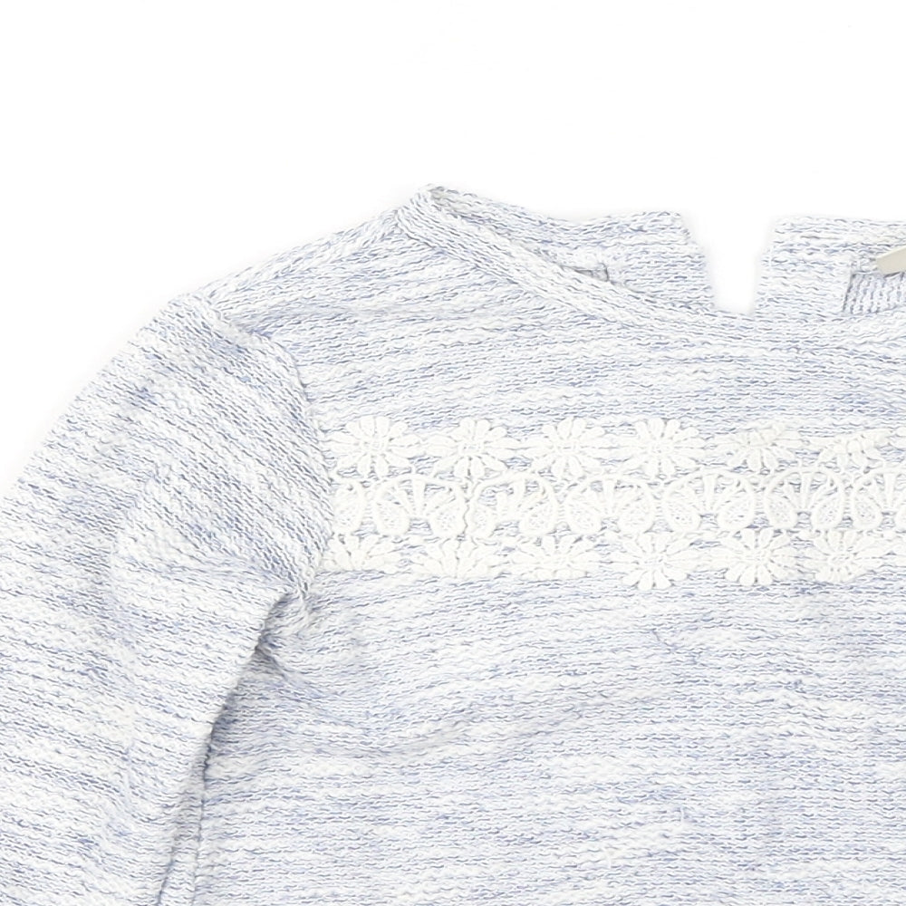 NEXT Girls Blue Round Neck Geometric Polyester Pullover Jumper Size 4-5 Years - Flowers