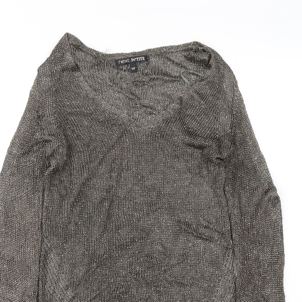 NEXT Womens Gold V-Neck Viscose Pullover Jumper Size 10