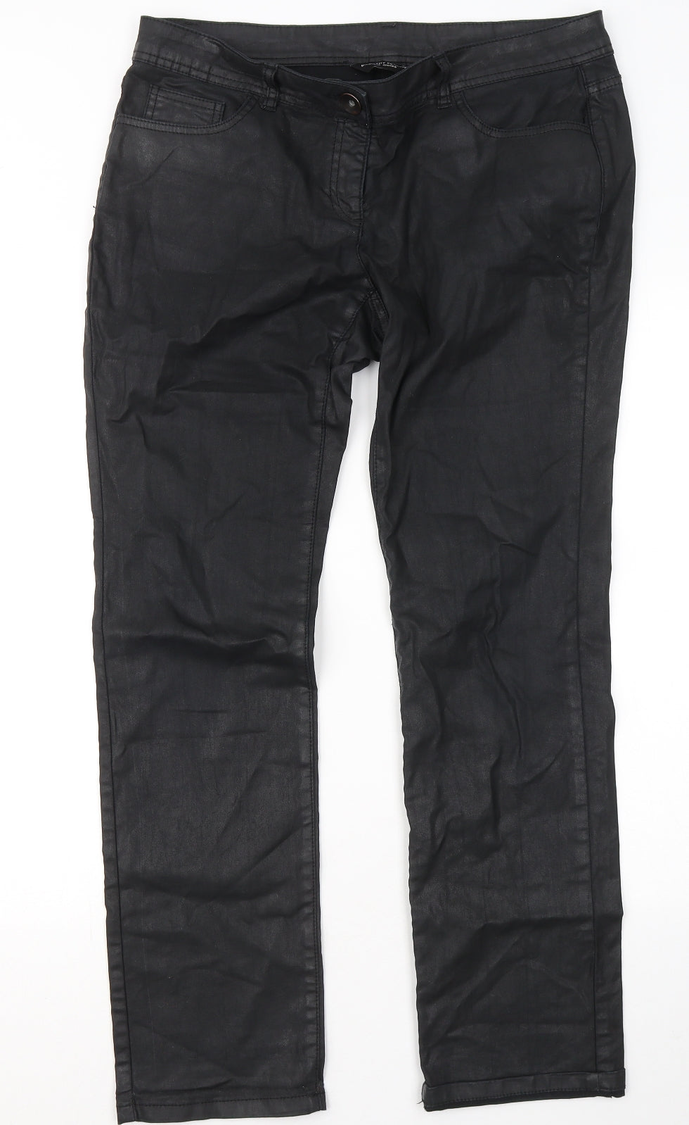 Dorothy Perkins Womens Black Polyester Straight Jeans Size 14 L29 in Regular