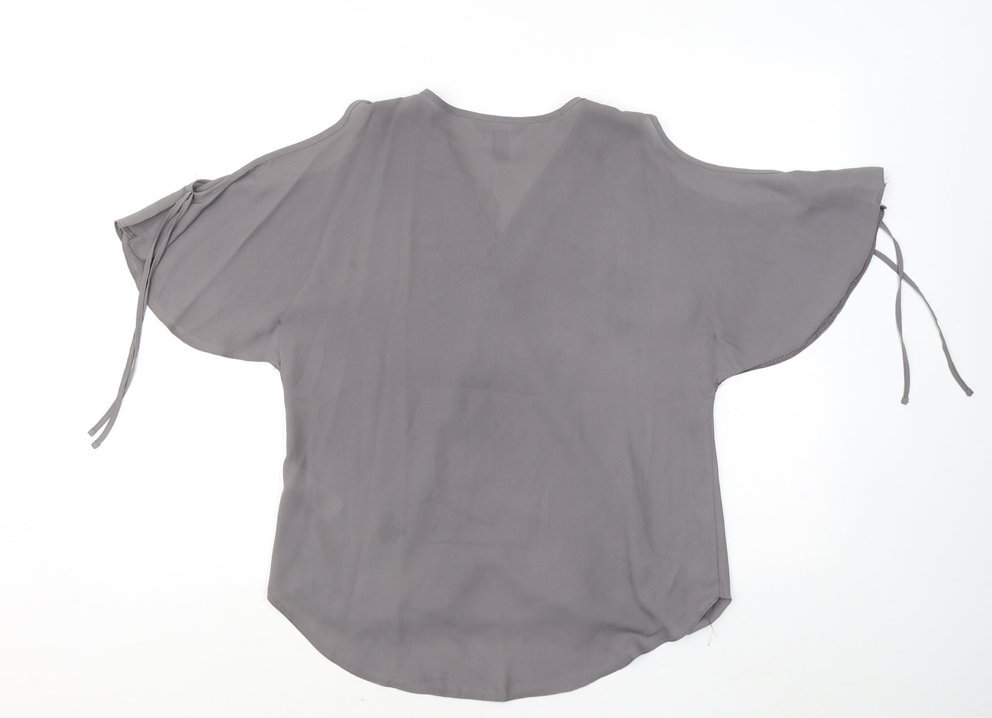 New Look Womens Grey Polyester Basic Blouse Size 10 V-Neck