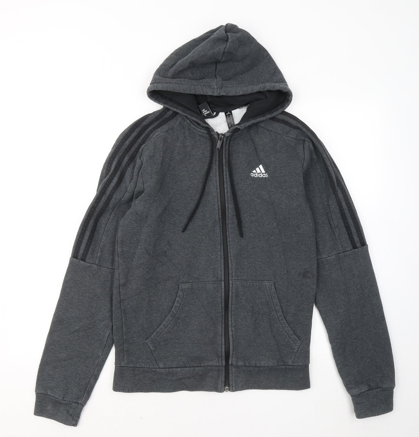 adidas Mens Grey Cotton Full Zip Hoodie Size XS