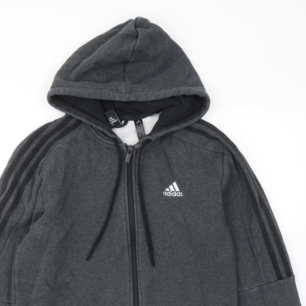 adidas Mens Grey Cotton Full Zip Hoodie Size XS