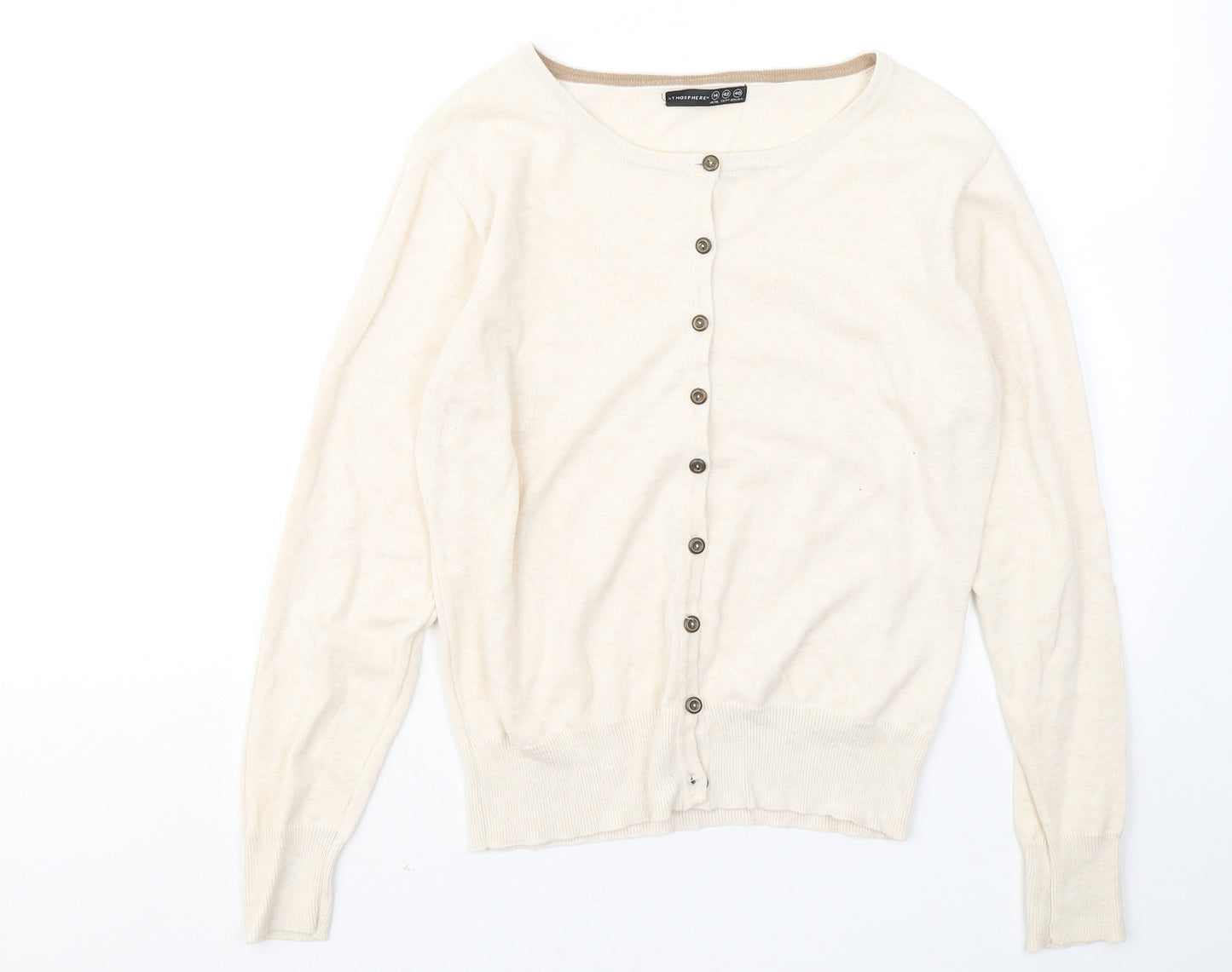 Atmosphere Womens Beige Round Neck Acrylic Cardigan Jumper Size 14