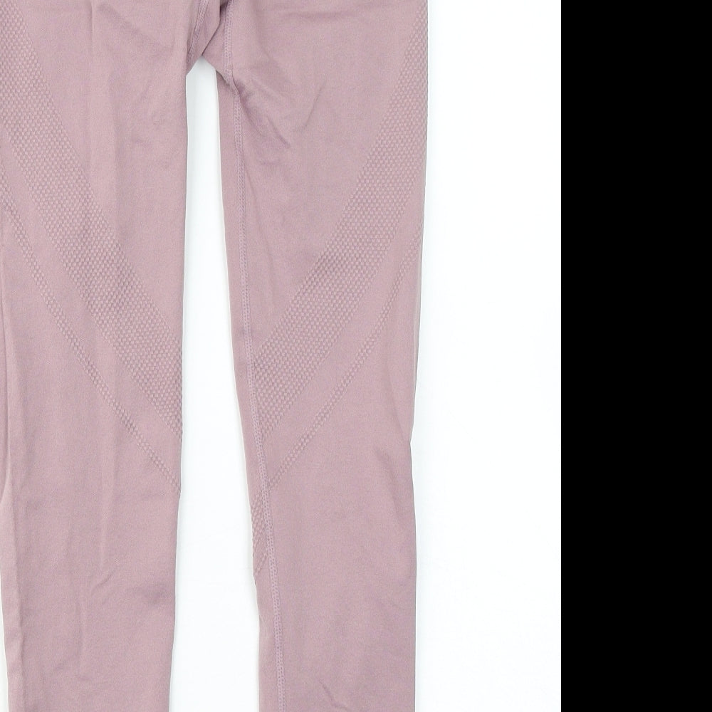 Workout Womens Purple Nylon Compression Leggings Size 12 L22 in Regular