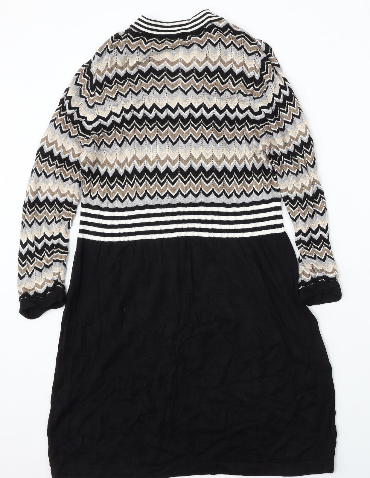Star by Julien MacDonald Womens Multicoloured V-Neck Geometric Viscose Pullover Jumper Size 16