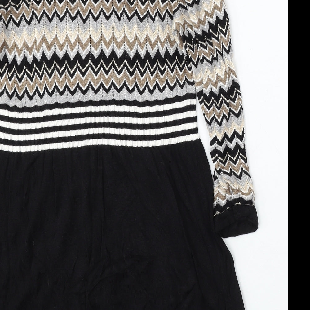 Star by Julien MacDonald Womens Multicoloured V-Neck Geometric Viscose Pullover Jumper Size 16