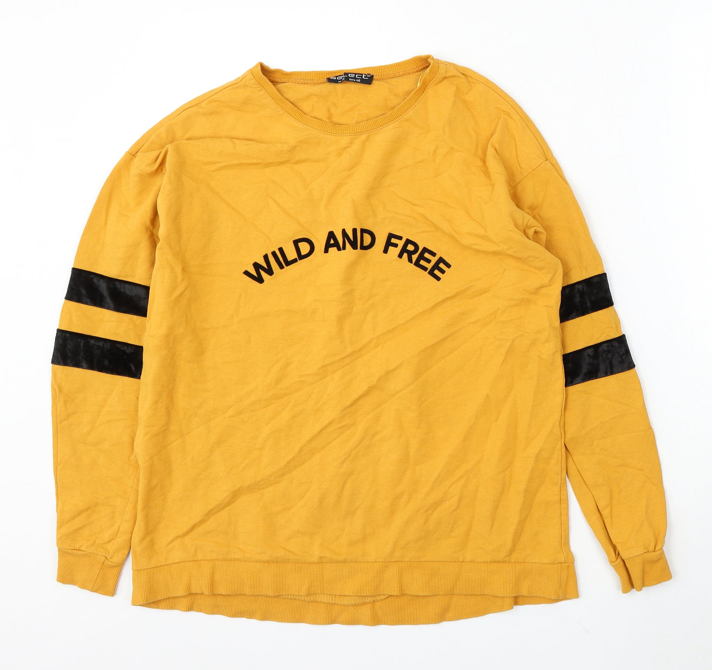 Select Womens Yellow Round Neck Cotton Pullover Jumper Size 12 - wild and free
