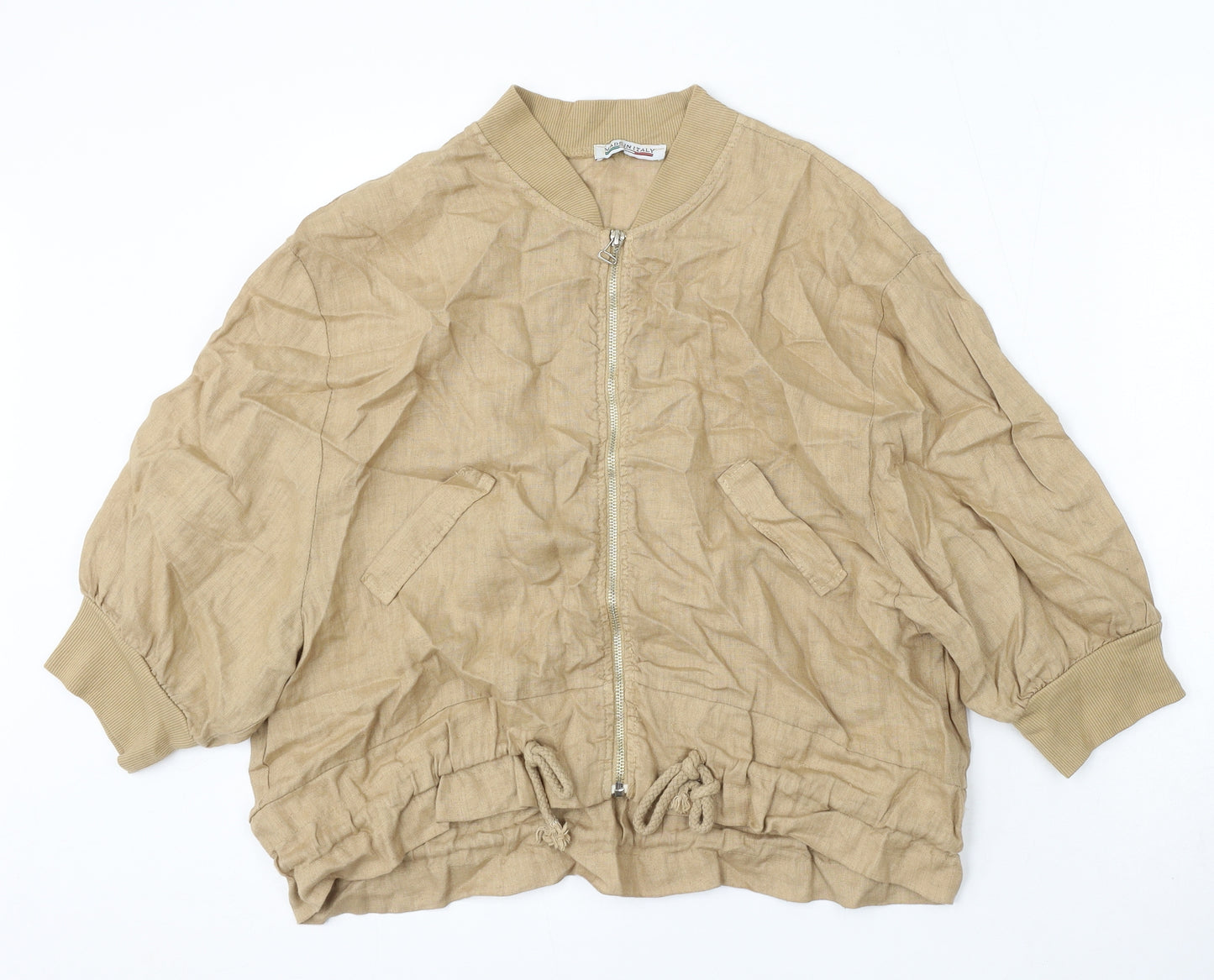 Made in Italy Womens Beige Jacket Size M Zip