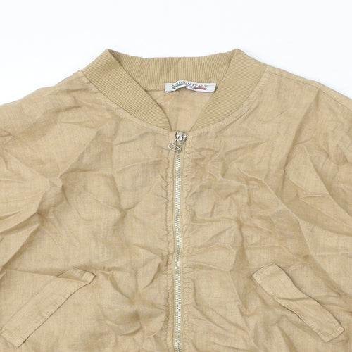 Made in Italy Womens Beige Jacket Size M Zip