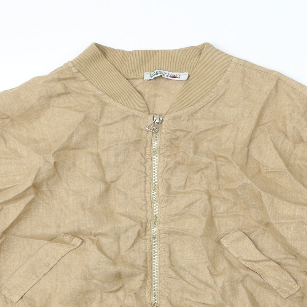 Made in Italy Womens Beige Jacket Size M Zip