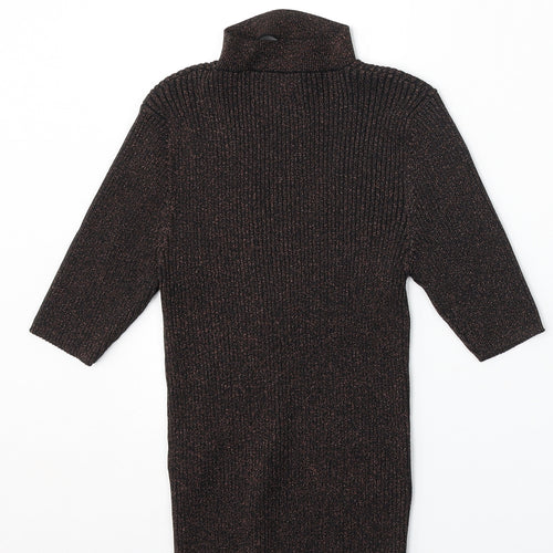 New Look Womens Brown Mock Neck Viscose Cardigan Jumper Size 14