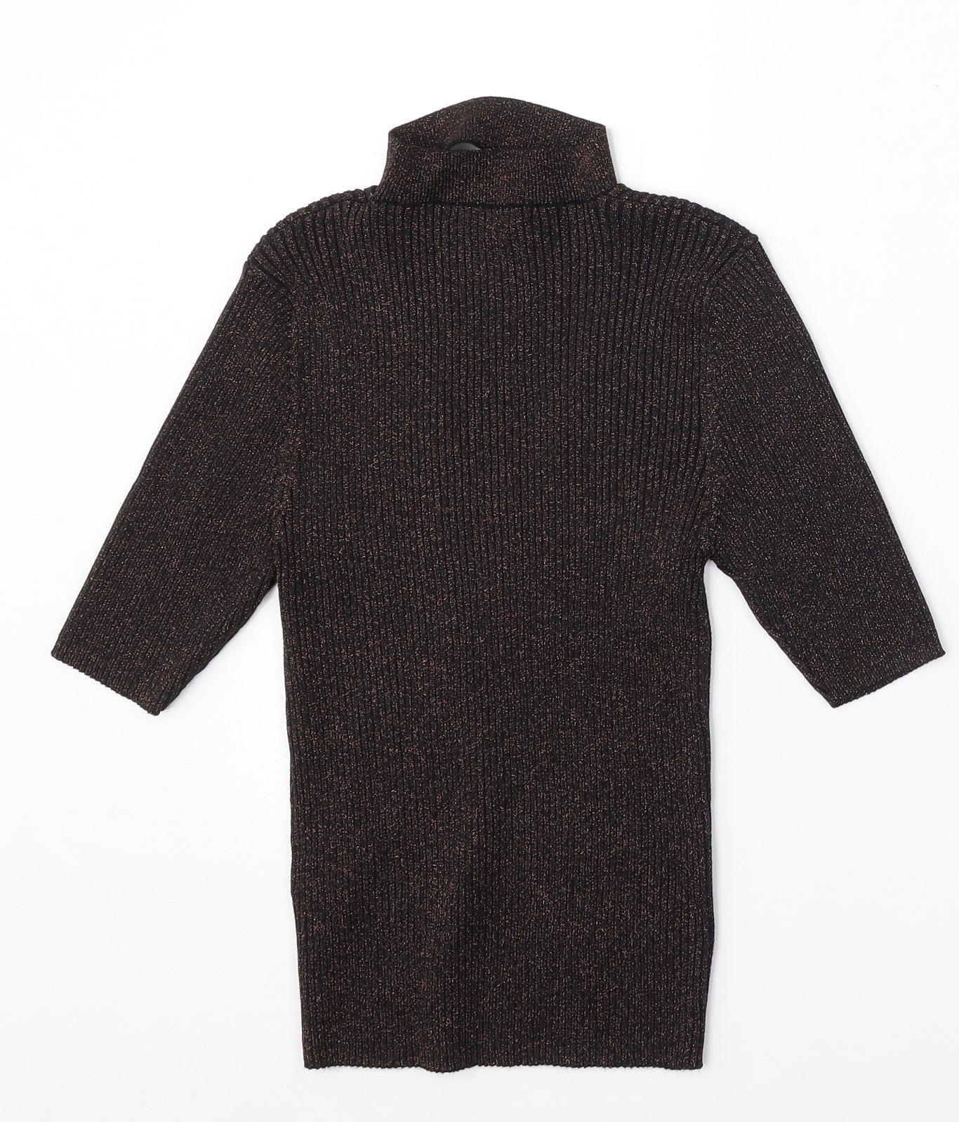 New Look Womens Brown Mock Neck Viscose Cardigan Jumper Size 14
