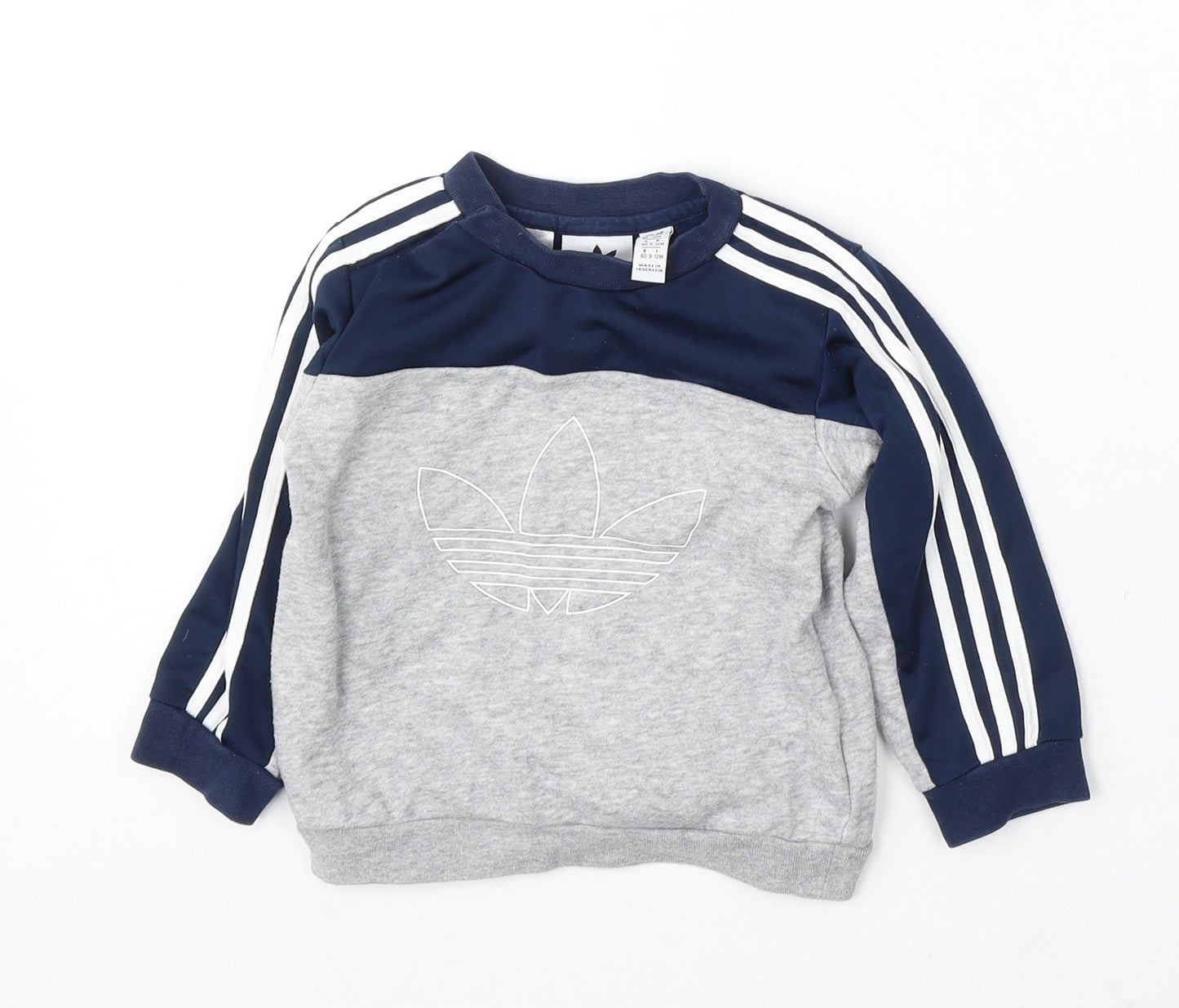 adidas Boys Multicoloured Cotton Pullover Jumper Size 9-12 Months