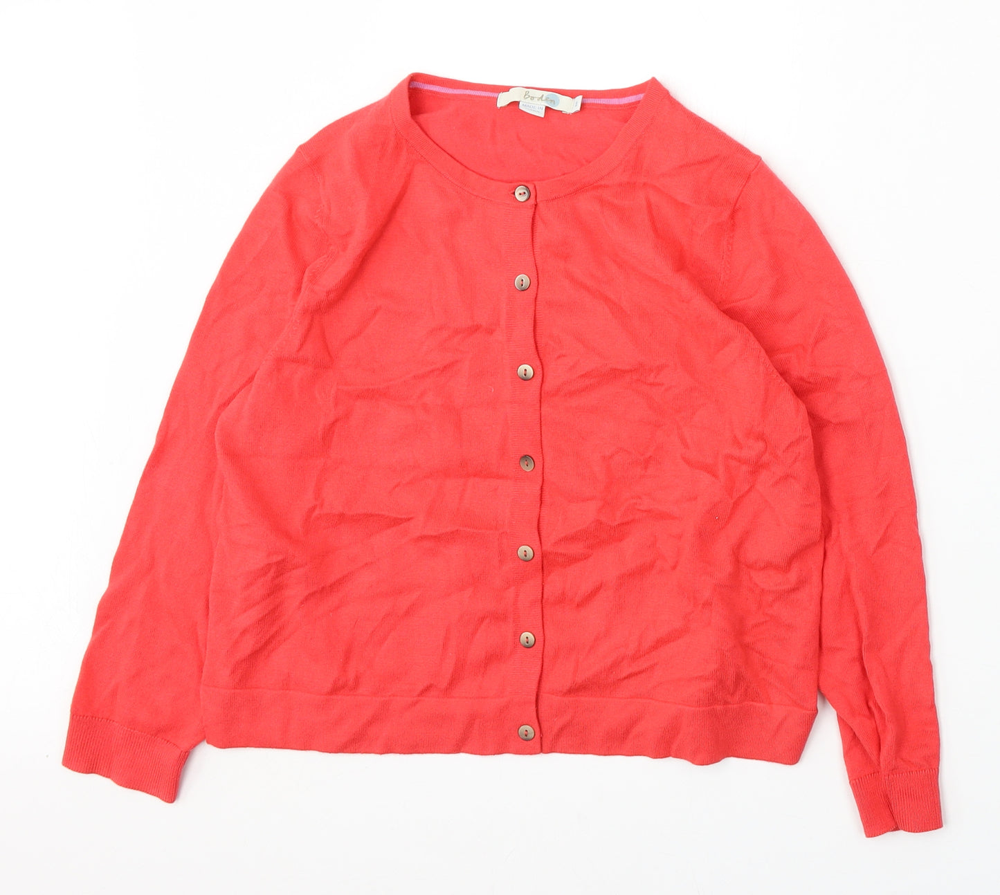 Boden Womens Red Round Neck Cotton Cardigan Jumper Size M