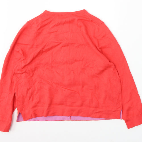 Boden Womens Red Round Neck Cotton Cardigan Jumper Size M