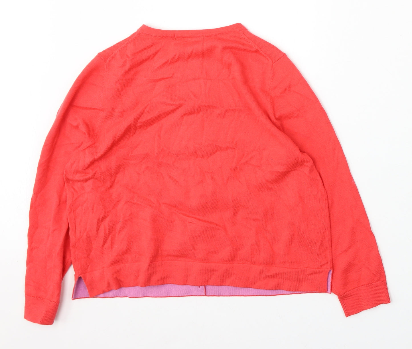 Boden Womens Red Round Neck Cotton Cardigan Jumper Size M