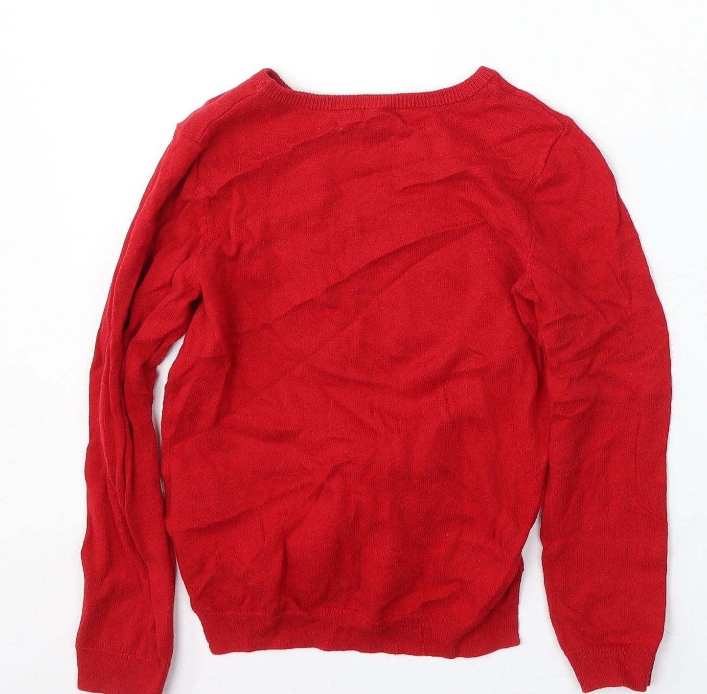 H&M Girls Red Round Neck Cotton Pullover Jumper Size 4-5 Years