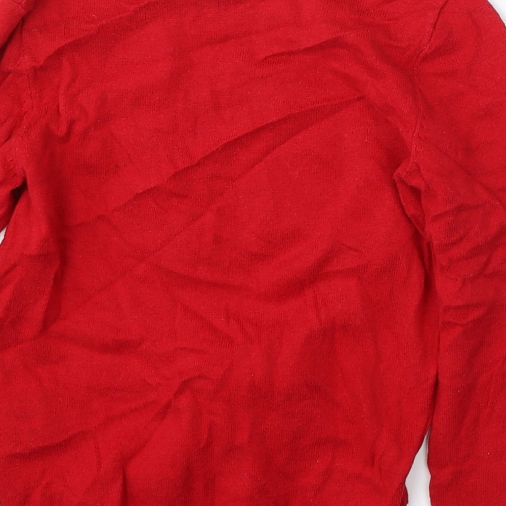 H&M Girls Red Round Neck Cotton Pullover Jumper Size 4-5 Years