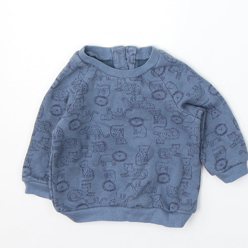 Matalan Boys Blue Geometric Cotton Pullover Jumper Size 0-3 Months