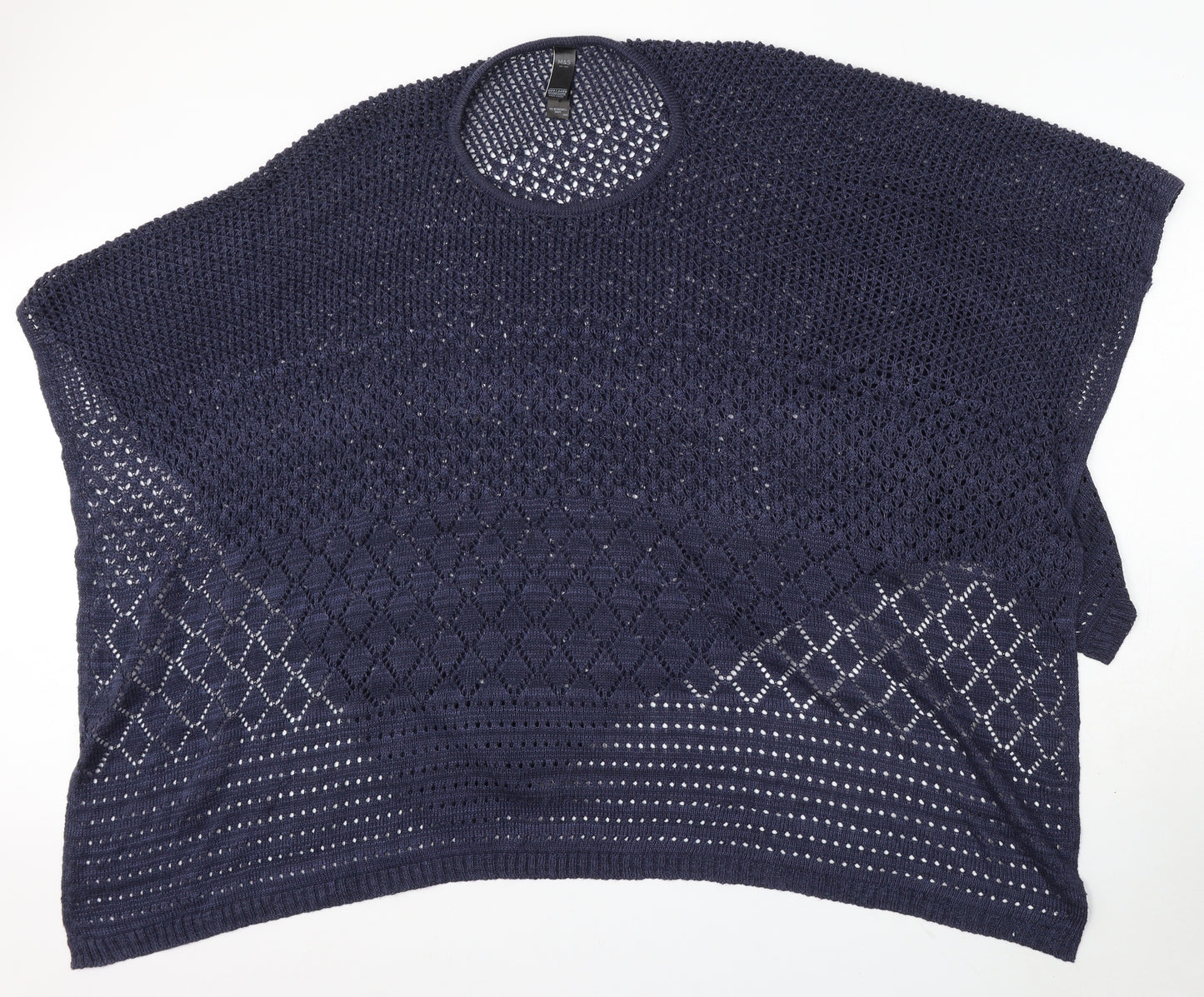 Marks and Spencer Womens Blue Round Neck Acrylic Pullover Jumper One Size