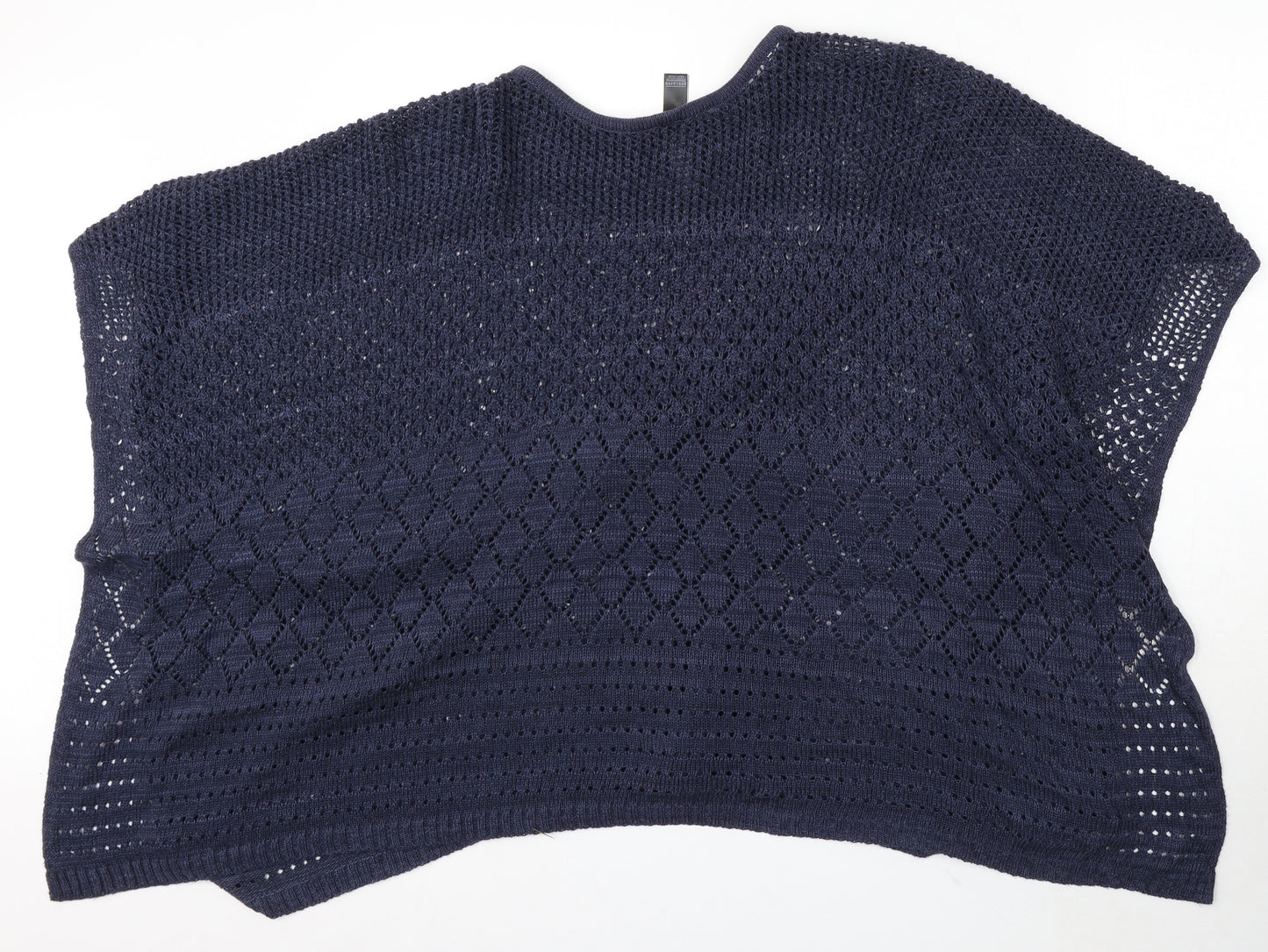 Marks and Spencer Womens Blue Round Neck Acrylic Pullover Jumper One Size