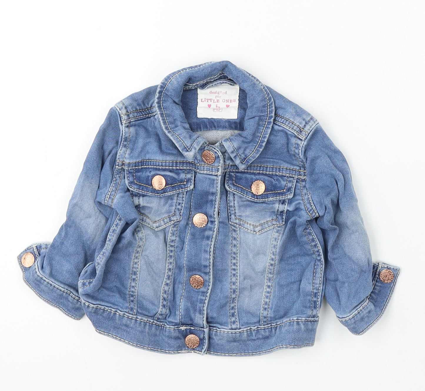 F&F Girls Blue Jacket Size 3-6 Months Button